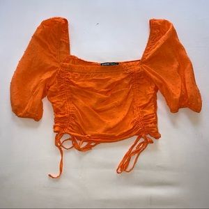 Sheik Puff Sleeve Orange Top